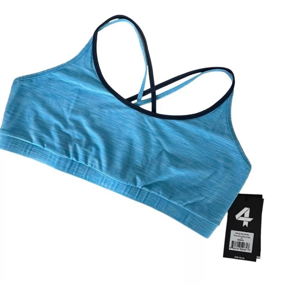 FourLaps Vitality Sports Bra Top in River Blue Space Dye Womens Small NWT